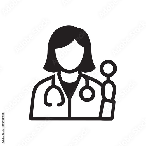 Icon of a doctor with stethoscope and otoscope