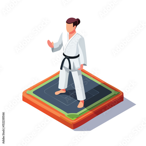karate technical isometric vector drawing with defined edges and modern simplicity.