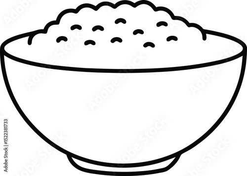 Simple Line Drawing of a Bowl of Cooked Grains A Wholesome and Nutritious Meal
