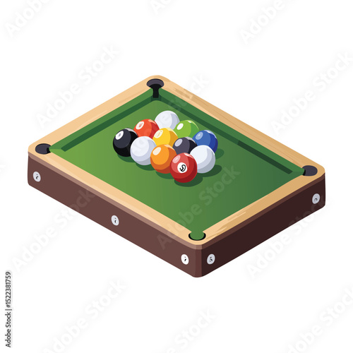 billiards technical isometric vector drawing with defined edges and modern simplicity.