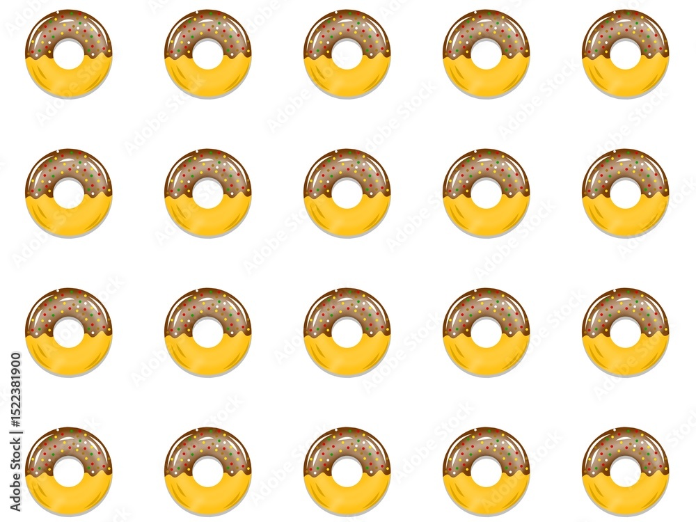 Fototapeta premium Seamless Pattern of Glazed Donuts with Sprinkles