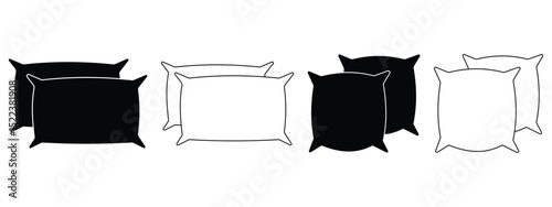 Pillow vector icon set. Silhouette of pillow vector symbol on white background. Pillow icon design for logo, web, app, UI, UX. Vector illustration.