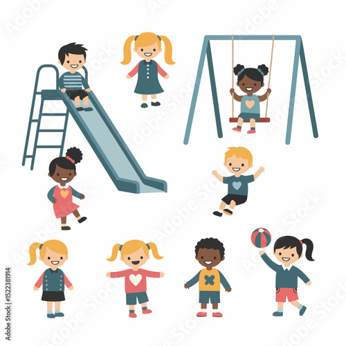 Children playing on playground equipment outdoor fun