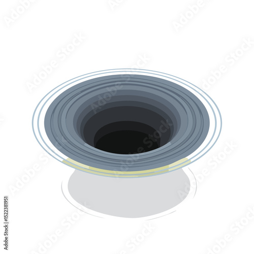black hole technical isometric vector drawing with defined edges and modern simplicity.