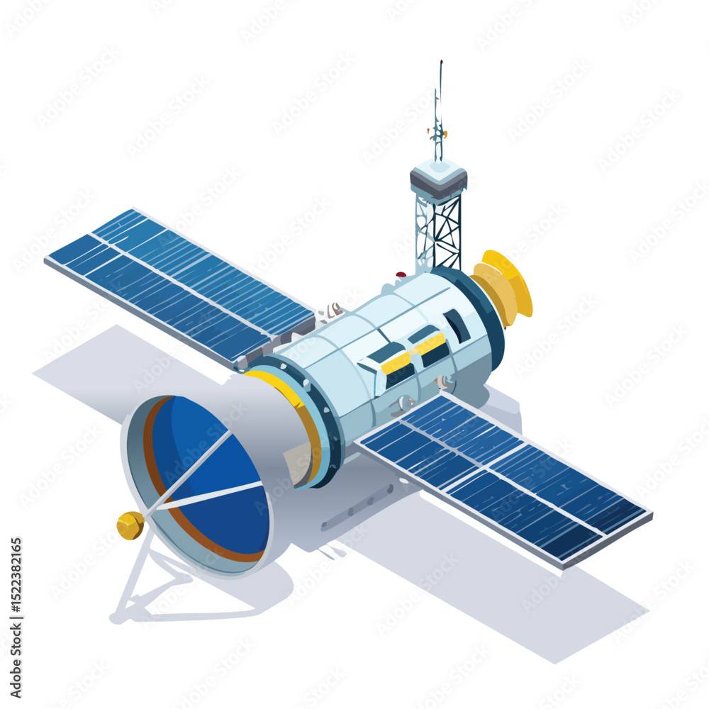 Fototapeta premium space probe technical isometric vector drawing with defined edges and modern simplicity.