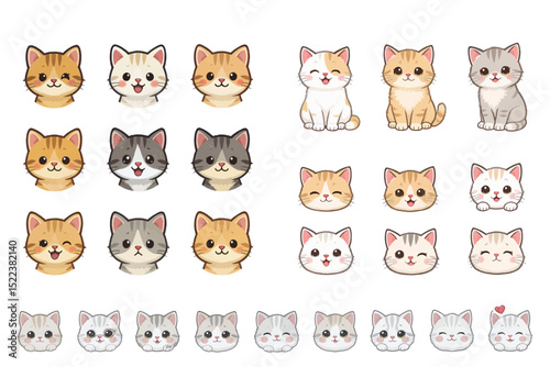 vector icons of cute kittens, Design of postcards, flyers and business cards, Creation of logos, Infographics, Creation of interface elements, advertising.