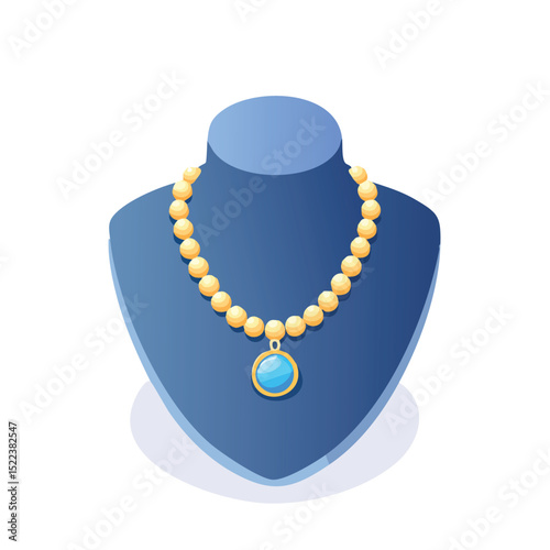 necklace technical isometric vector drawing with defined edges and modern simplicity.
