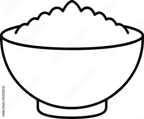 Simple Line Drawing of a Bowl of Oatmeal A Clean and Minimalist Illustration