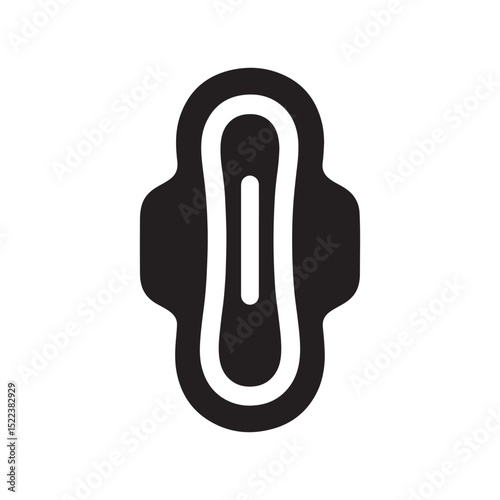 Isolated black and white sanitary pad icon graphic