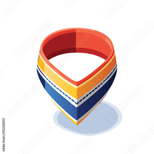 neckerchief technical isometric vector drawing with defined edges and modern simplicity.