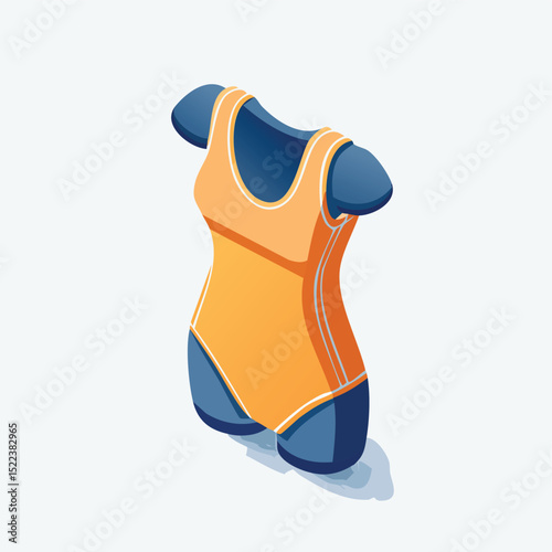 bodysuit technical isometric vector drawing with defined edges and modern simplicity.