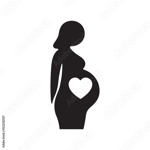 Silhouette of a pregnant woman with a heart shape