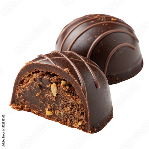 Delicious chocolate treat isolated on white background for dessert candy and sweet product display
 photo