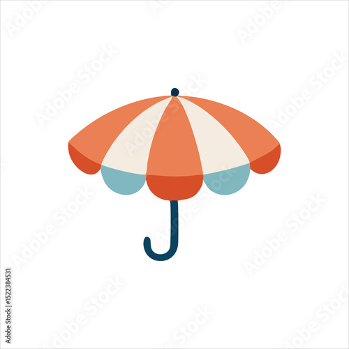 Striped Beach Umbrella Summer Sun Protection and Shade