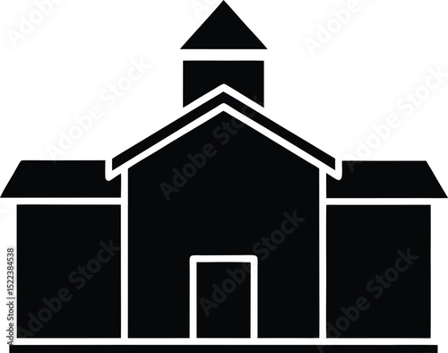 School Building Icon Simple Silhouette Design for Education