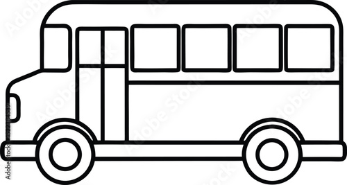 School Bus Illustration Simple Line Drawing of a Classic Yellow School Bus