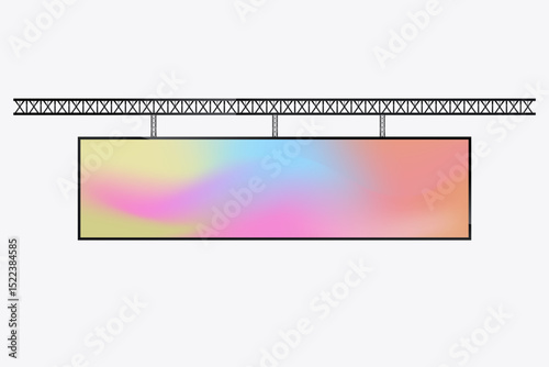 A Hanging LED Screen Mockup cross the street for long realistic screen light box. the Illuminated technology long screen cross the road for advertising lightbox