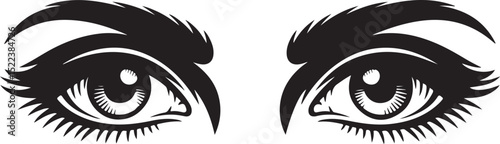 Stylish Black and White Illustration of Female Eyes