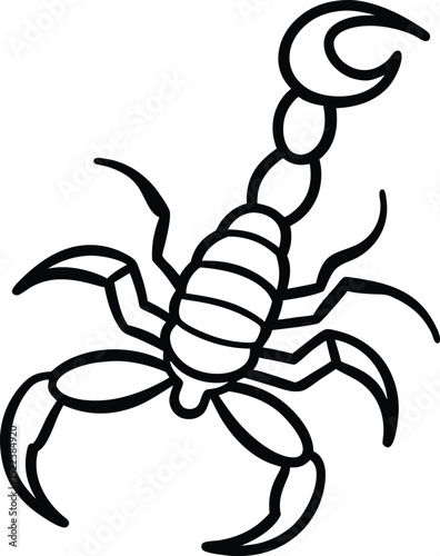 Scorpions Line Art Illustration of Desert Arachnid