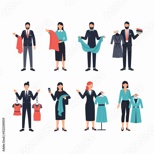 People choosing clothes fashion retail design