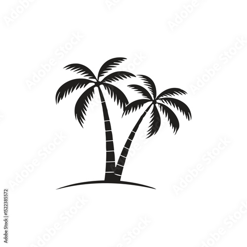 Tropical Paradise Double Palm Tree Silhouette Illustration