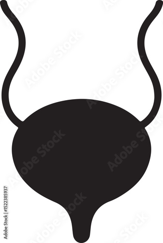 Simple Black Silhouette Icon of a Human Bladder
