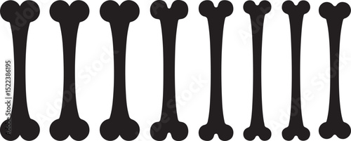 Collection of Eight Black Bone Silhouettes in Varying Sizes