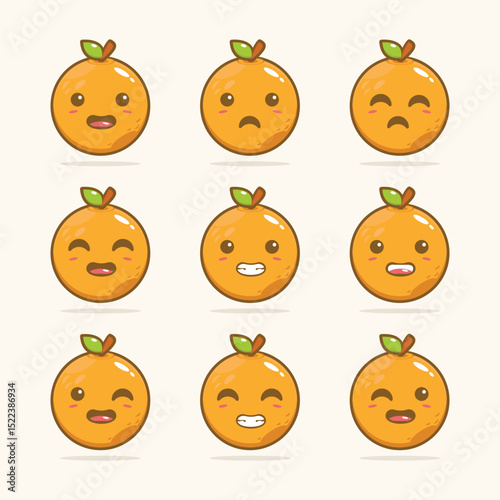 Cute kawai sweet orange fruit illustration design vector graphics