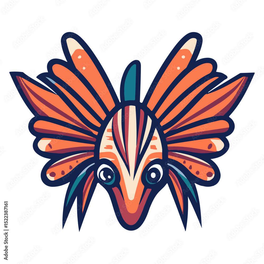 Fototapeta premium lionfish, undersea animal, vector, transparent background, creature, pterois, fish, animal, ocean, nature, aquarium, pattern, marine, underwater, tropical, icon, cute, colorful
