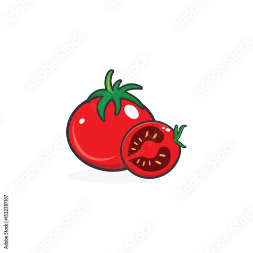 Red fresh tomato fruit design vector