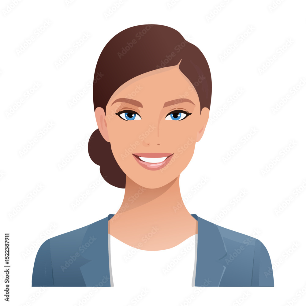 Flat Vector. Portrait of only one Woman. Simple Background. Flat Vector. Portrait of only one Woman. Simple Background.