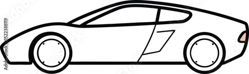 Simple Line Drawing of a Sleek Sports Coupe Car Design