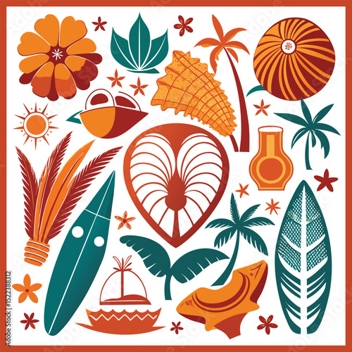 Vibrant Tropical Paradise A Collection of Summery Island Illustrations