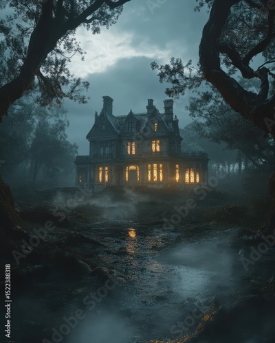 Twilight Victorian Mansion By Generated AI
