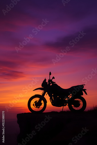 Motorcycle Parking Silhouette at Dusk – Peaceful Scenic Phone Wallpaper