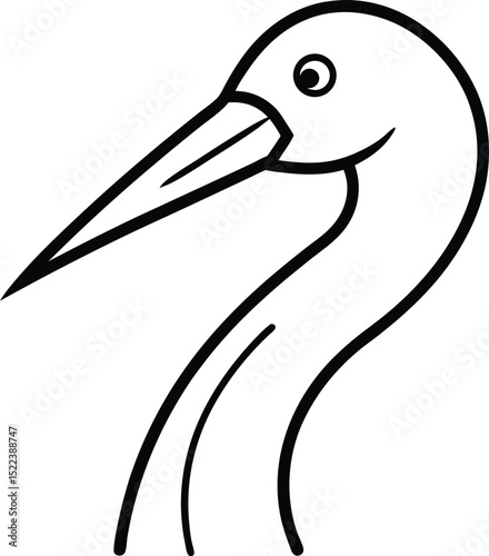 stork head icon line art vector illustration on transparent background
