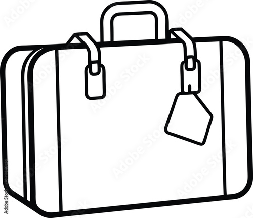 suitcase with tags icon line art vector illustration on transparent background
