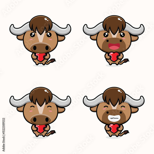 vector animal cow holding heart