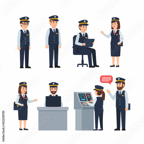 Security staff working security checkpoint roles