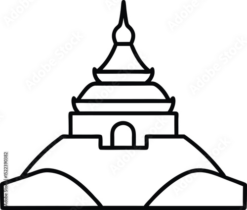 tibetan monastery icon line art vector illustration on transparent background
