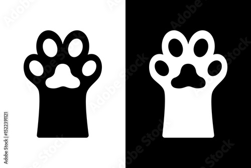 Paw icon set, Paw footprint symbol, Animal paw icon, Vector illustration design