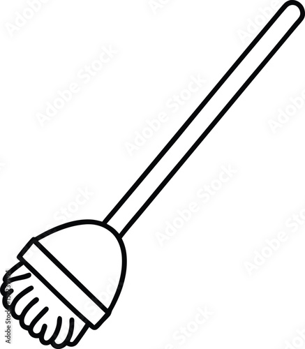 toilet brush icon line art vector illustration on transparent background
