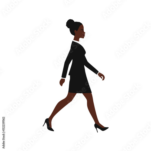 Confident black businesswoman walking power pose