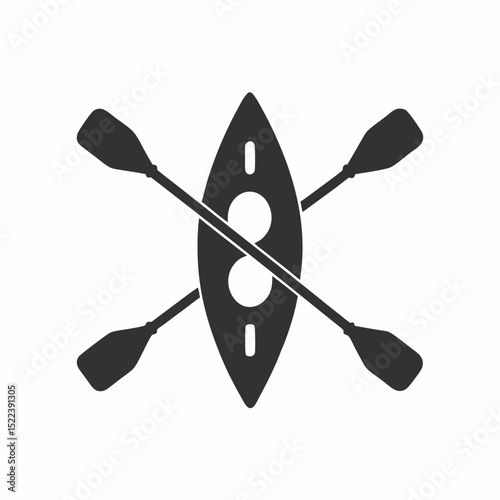 Minimalist Simple Kayak and Paddle icon Vector.