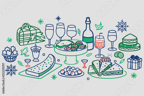 Vector set  icons and vintage design elements for restaurant bar and party use