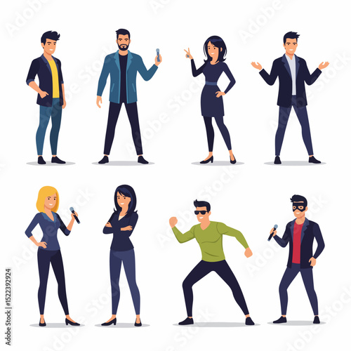 People characters presenters public speakers crowd conference