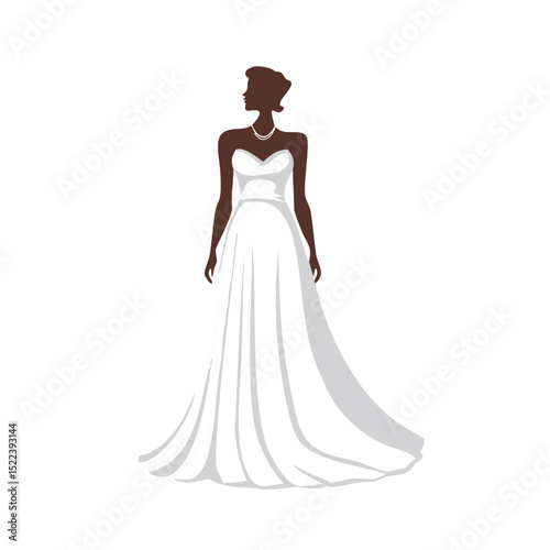 Elegant bride in simple white wedding gown