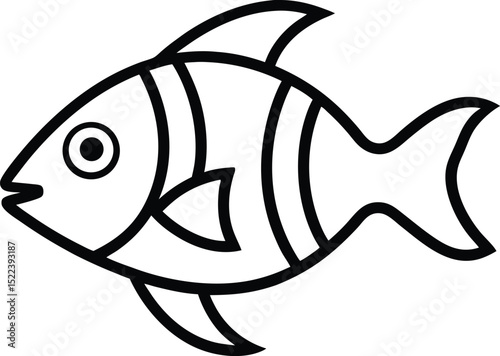 Striped Fish Line Art Simple, Elegant Ocean Life Illustration