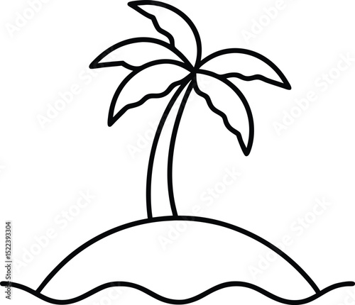 Tropical island palm tree vector illustration on a summer beach