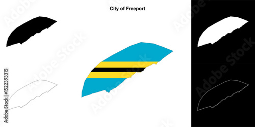 City of Freeport blank outline map set